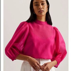 Ted Baker Pink Puff Sleeve Blouse